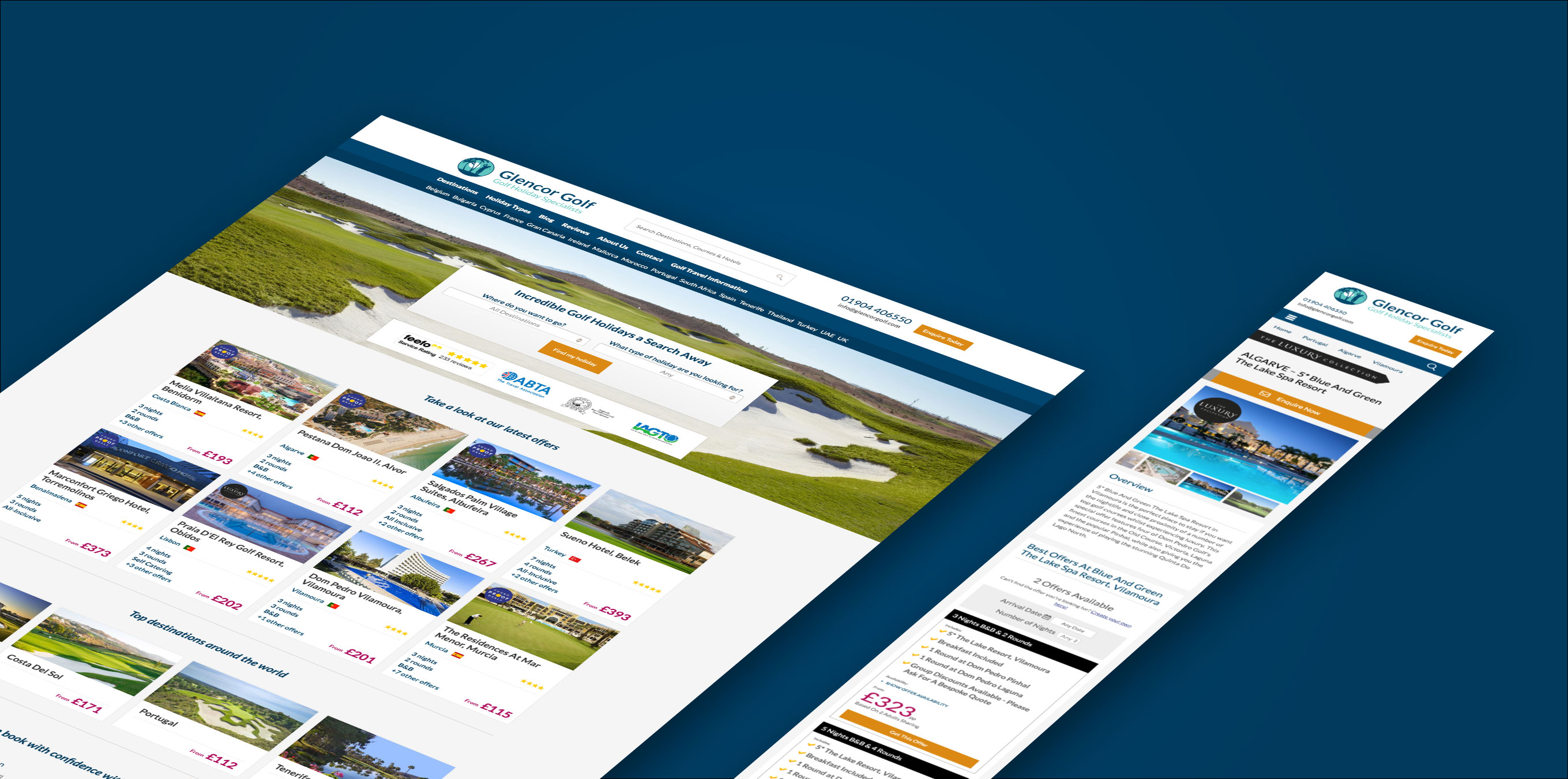 Glencor Golf Holidays Website Visuals