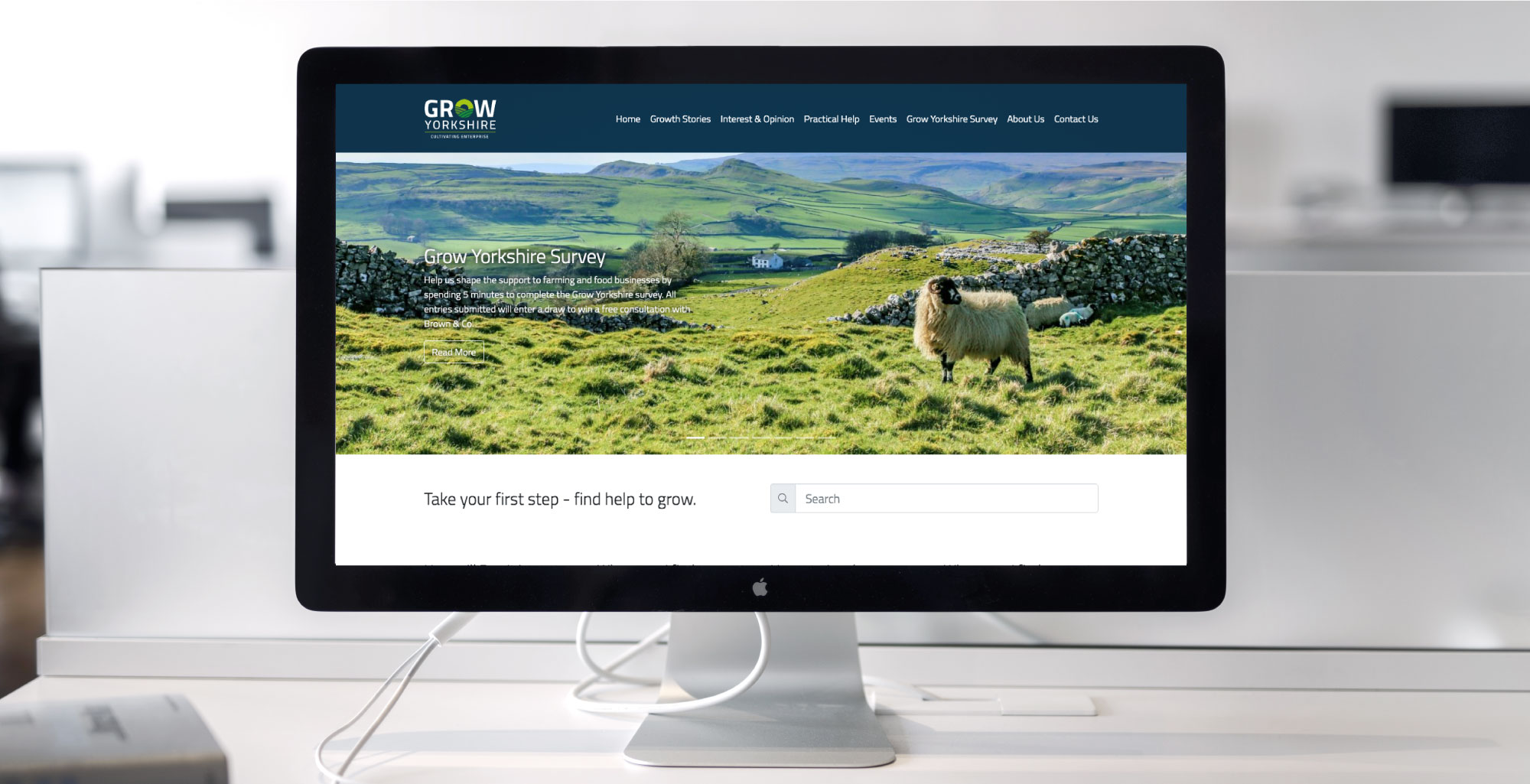 Grow Yorkshire website on a desktop screen